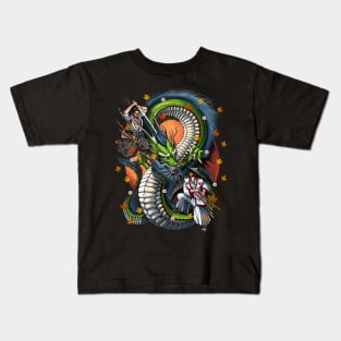 Japanese Dragon Samurai Battle Kids T-Shirt